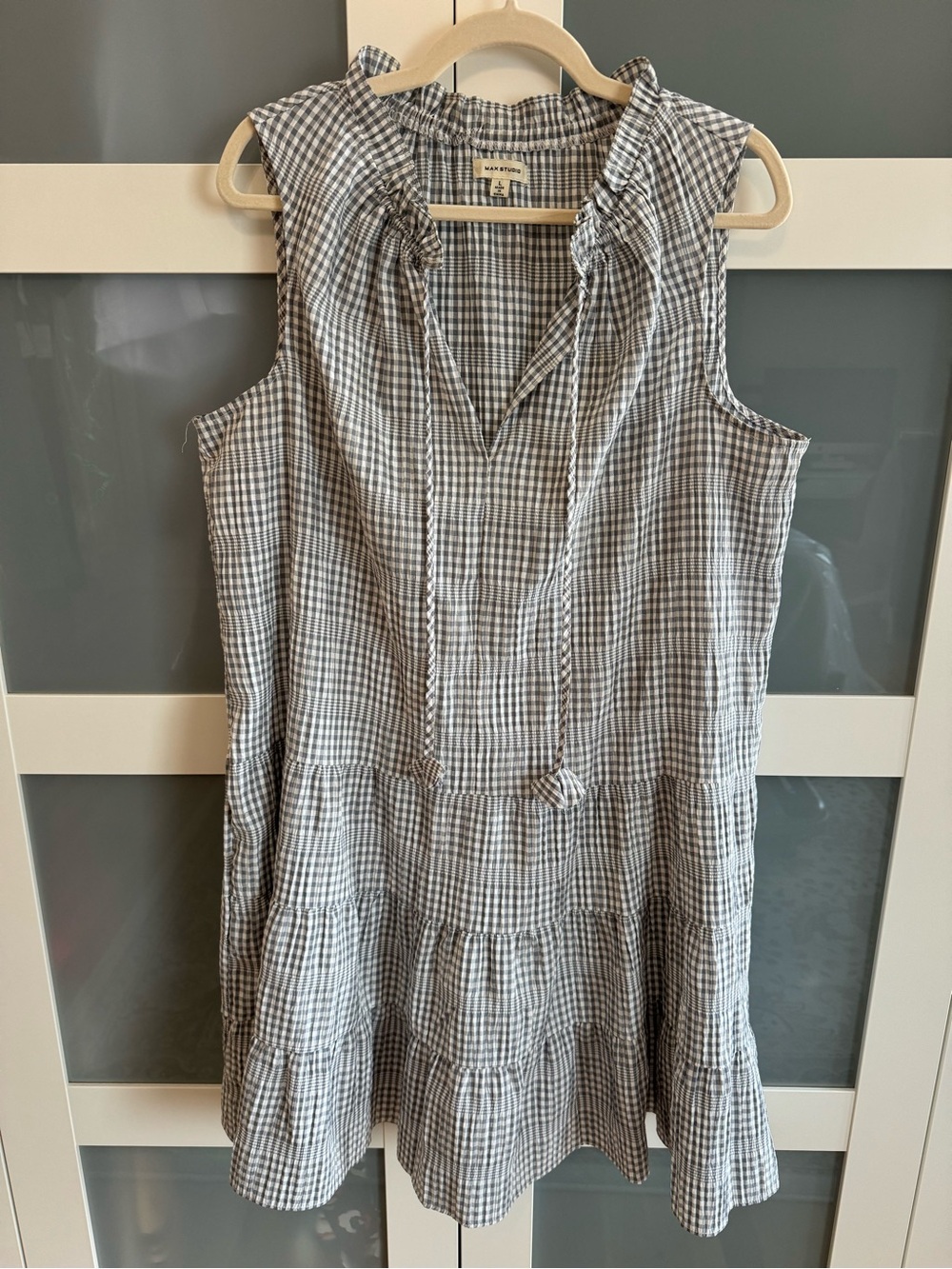 Max Studio Sleeveless Tiered Gingham Dress